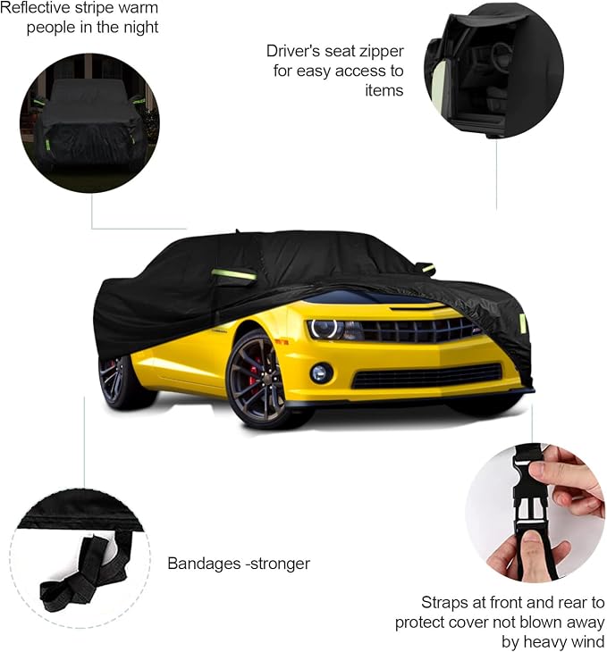 Waterproof Car Cover for Chevrolet Camaro 2010-2022 240T Outdoor Full Car Cover - Image 2
