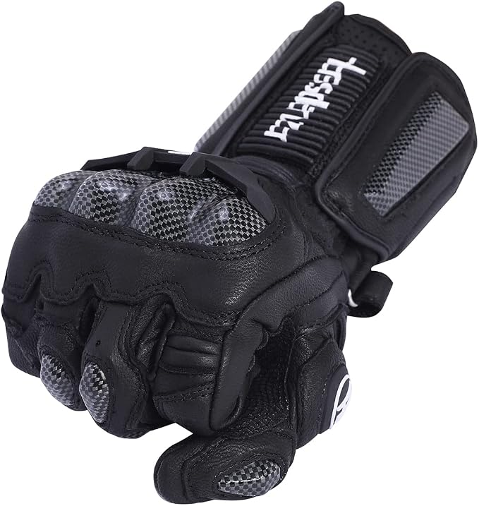 Harssidanzar Leather Motorcycle Gloves - Image 5