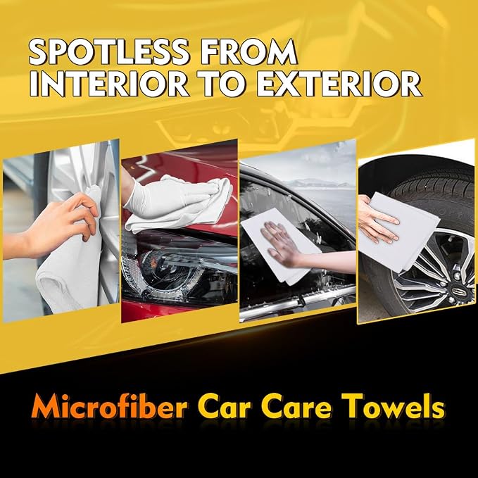 HOMEXCEL White Shop Towels 100 Pack, Reusable Microfiber Towels - Image 6