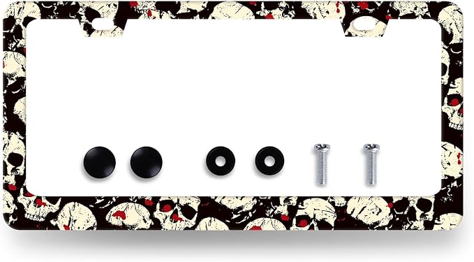 Skull License Plate Frame Skull Skeleton License Plate Holder Stainless Steel by RNKATIH