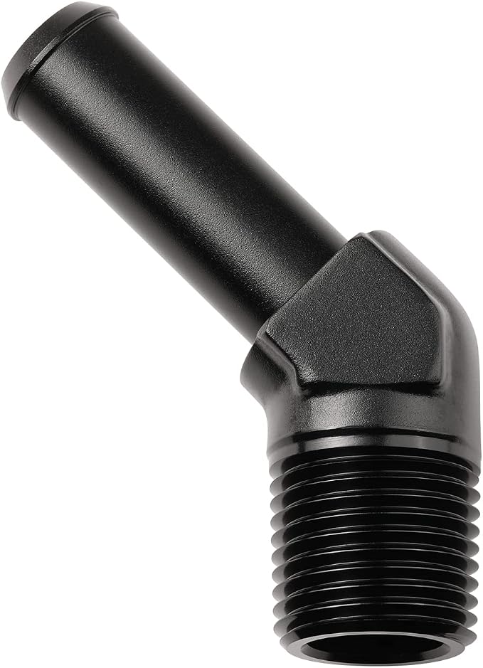 1/2 NPT Male to 5/8" Hose Barb Fitting Adapter 45 Degree Elbow Aluminum Black by Podavelle