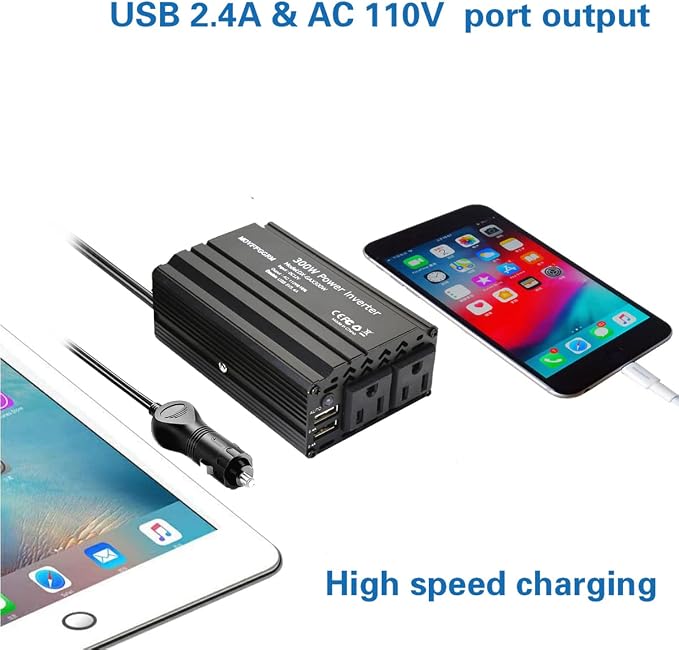 300W Power Inverter DC 12V to 110V AC Car Inverter - Image 2