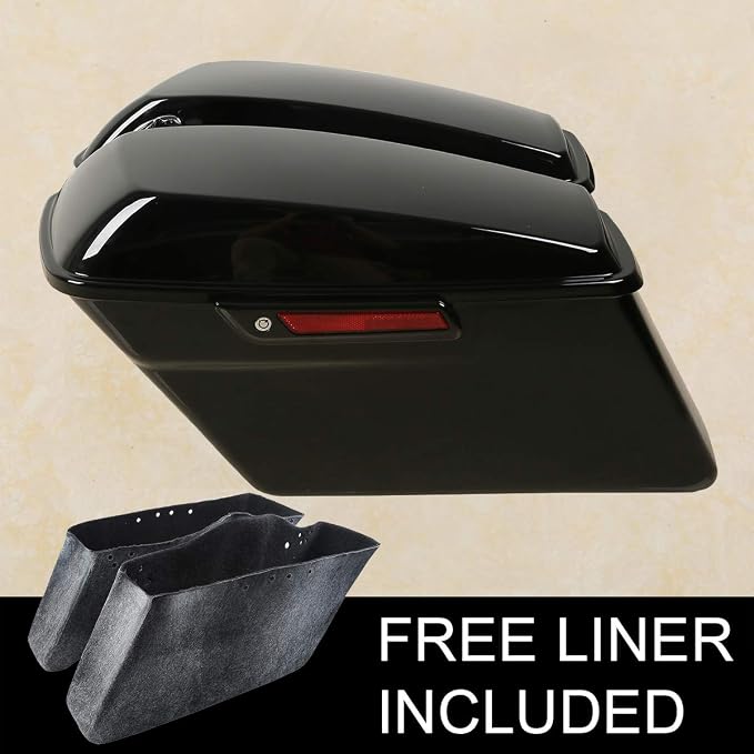 XFMT Vivid Black Motorcycle Saddlebags Hard Saddle Bags W/Black Latches & - Image 2