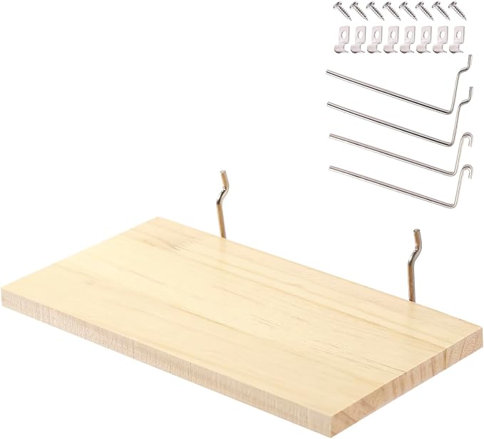 Shelves for PegBoard, Pine Wooden Pegboard Shelf Wall Organizer, Wooden Board by Unknown