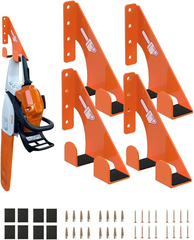 Chainsaw Holder -4 Pack- 180LB Heavy-Duty Alloy Steel Wall Mount Set, Chainsaw by Unknown