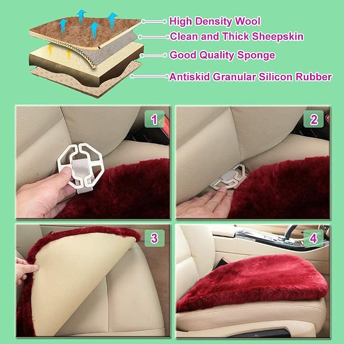 Fluffy Genuine Australia Sheepskin Car Seat Cover - Image 4