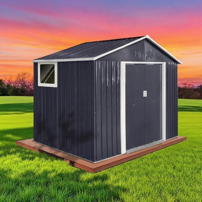 9 x 6.4 Ft Outdoor Storage Shed, Heavy-Duty Metal Shed by Unknown