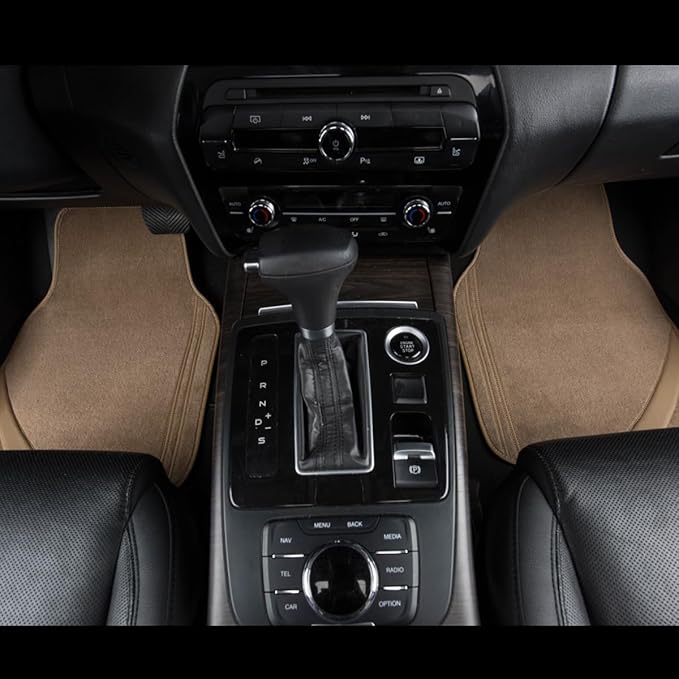 CAR PASS Beige Car Floor Mats, Edge Leather Waterproof Car Mats - Image 3