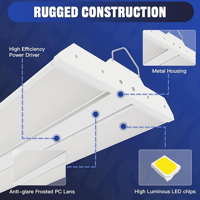 JTT LED Linear High Bay Light, 200/150/100W 30000LM Shop Light Commercial 360° - Image 2