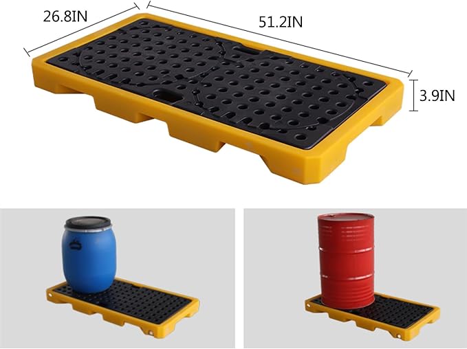 Drum Containment Spill Pallet, Industrial Nestable Oil Drums Leak-Proof Tray - Image 2