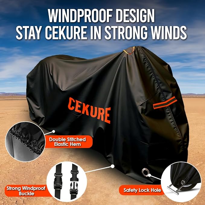 Your Ride! Heavy Duty Motorcycle Cover Waterproof Outdoor 210 Oxford Fabric - Image 5