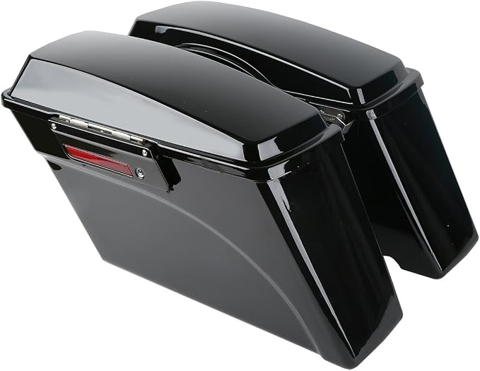 XFMT Motorcycle Saddlebags Vivid Black Hard Saddle Bags Trunk W/Black Latches - Image 2