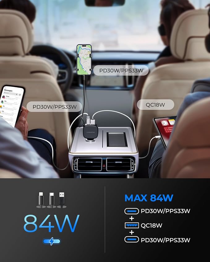 84W Max Retractable Fast Car Charger - Image 6