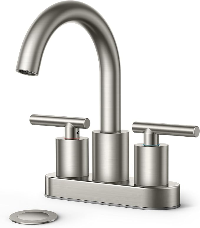 FORIOUS Brushed Nickel Bathroom Faucet 2 Hole, 4 Inch Centerset Bathroom Sink by FORIOUS