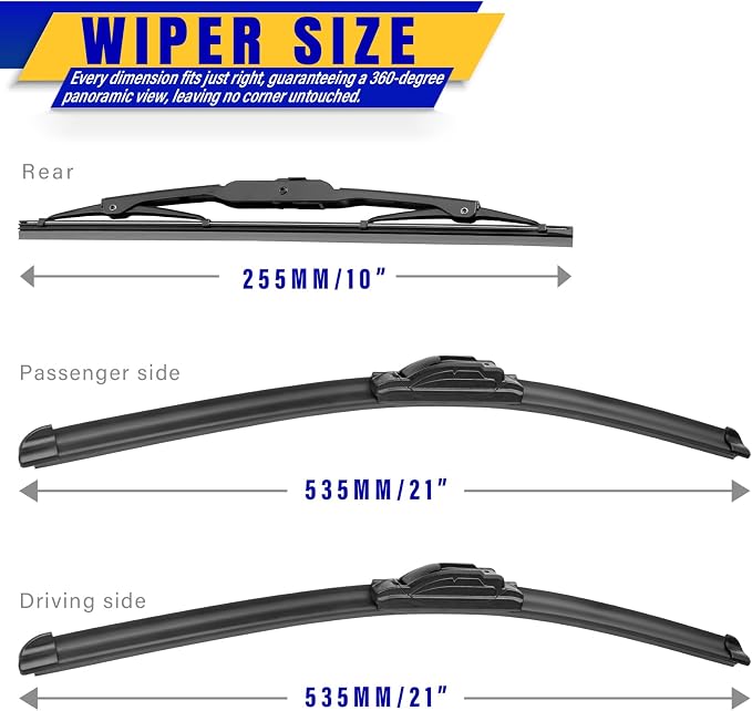 3 wipers Replacement for 2007-2017 Jeep Patriot, Windshield Wiper Blades - Image 2