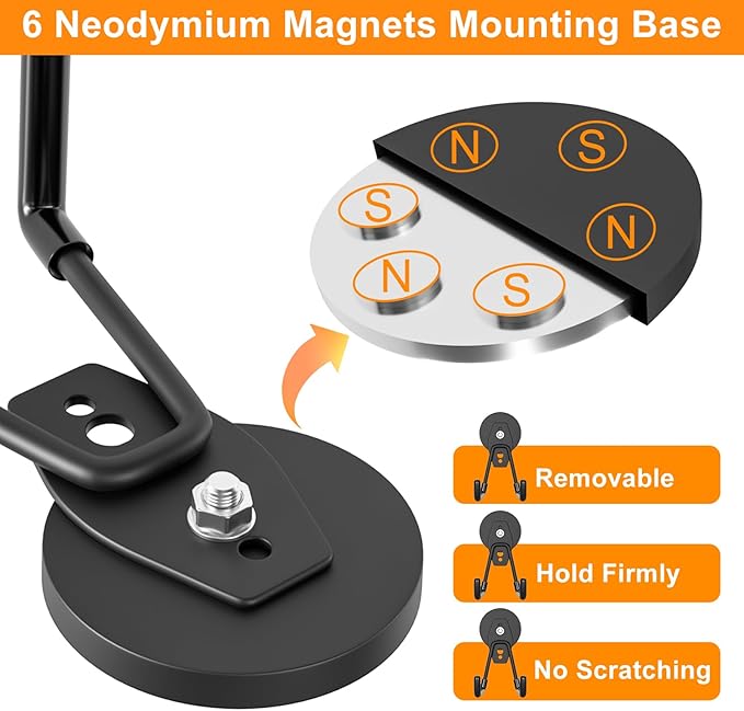 ENUODA Strong Magnetic Hooks 6 Pack Large Rare Earth Magnet Hooks Heavy Duty - Image 4