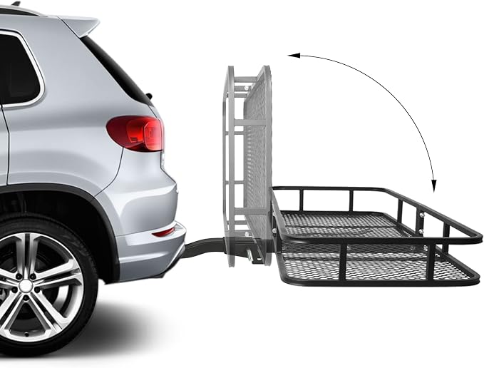 WEIZE Folding Hitch Mount Cargo Carrier Basket 60" X 20" X 6"+ Waterproof Cargo - Image 3