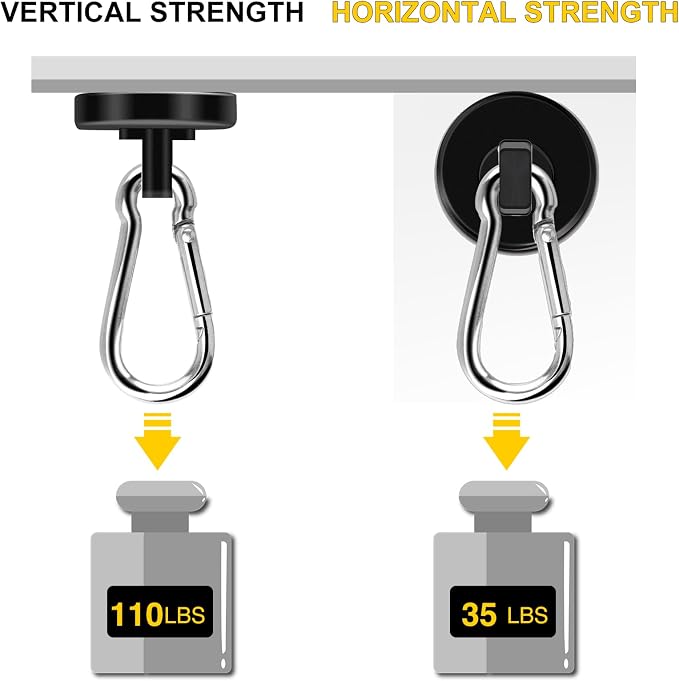 DIYMAG Black Magnetic Hooks, 110LBS Strong Heavy Duty Neodymium Magnet Hooks - Image 4