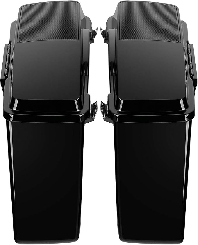 XFMT Glossy Black Hard Saddlebags W/ 6x9 Speaker Lids Black Latches - Image 3