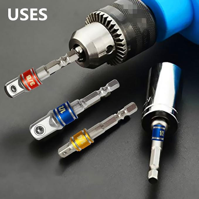 Impact Grade Socket Adapter/Extension Set Turns Power Drill Into High Speed Nut - Image 2