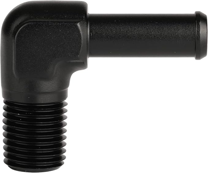 1/4 NPT Male to 3/8" Hose Barb Fitting Adapter 90 Degree Elbow Aluminum Black - Image 3