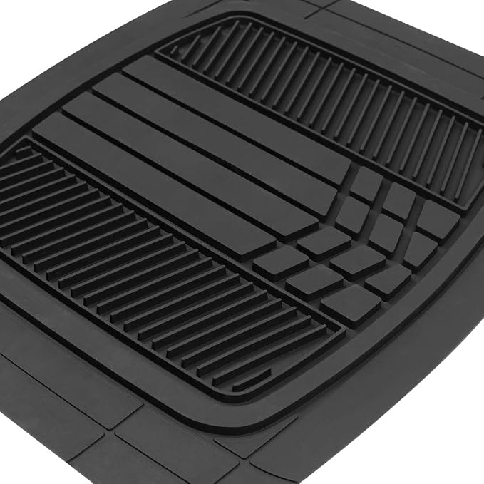 BDK Rubber Car Floor Mats All Weather Waterproof 4-Piece Sporty Two-Tone Design - Image 7