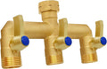 Brass Garden Hose Splitter, 3 Way Hose Splitter, Outdoor Hose Splitter by Unknown
