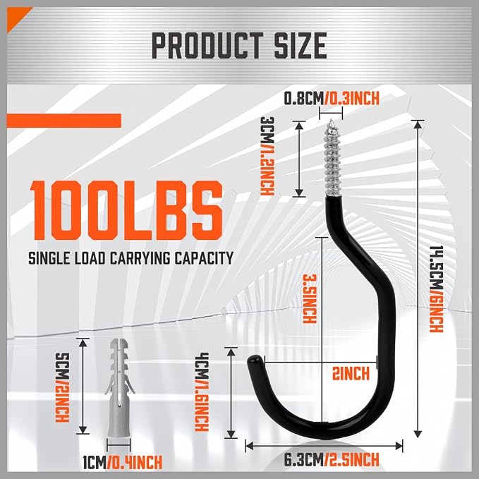 HORUSDY 12 Pack Heavy Duty Bike Hooks - Image 2
