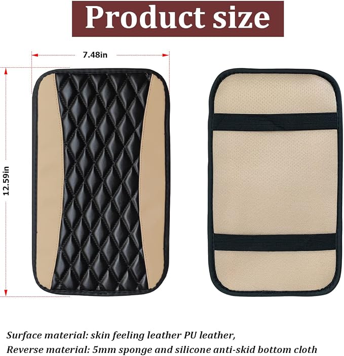 Car Center Console Cushion Pad, Universal Leather Waterproof Armrest Seat Box - Image 2