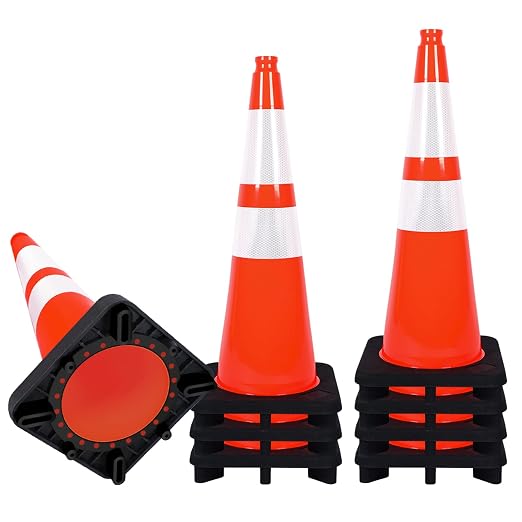 Traffic Cones 28 inch Orange 8 Pack Heavy Duty Safety Cones by StrLon