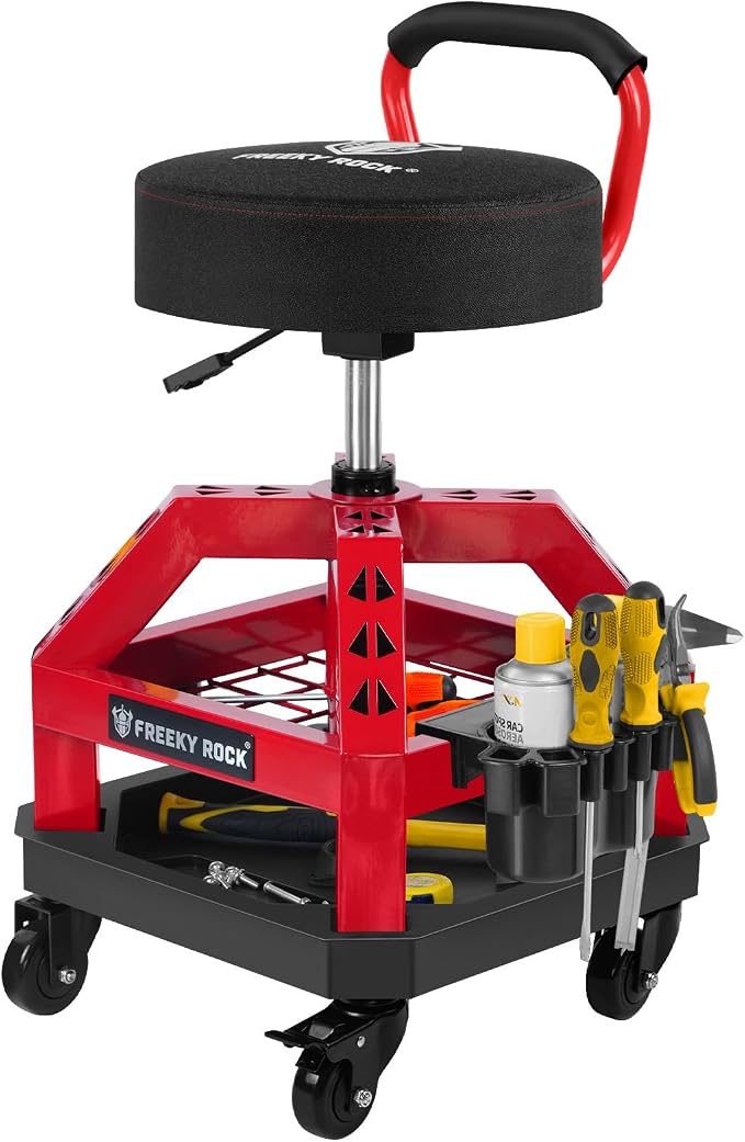 Rolling Shop Stool with Wheels, Heavy Duty Garage Work Mechanic Stool with by FreekyRock