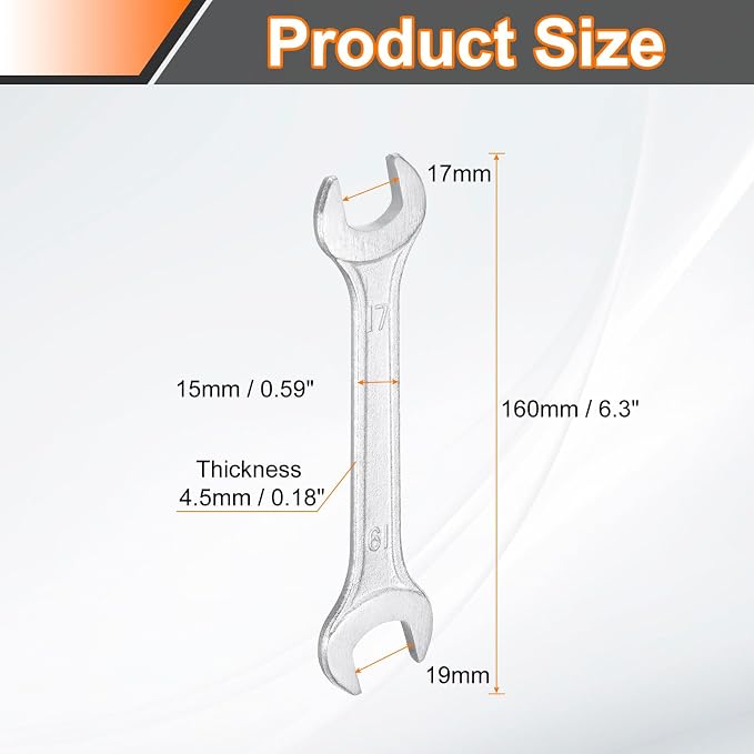 HARFINGTON Double Open End Wrench 17mm x 19mm Metric 15 Degree Offset Angle - Image 2
