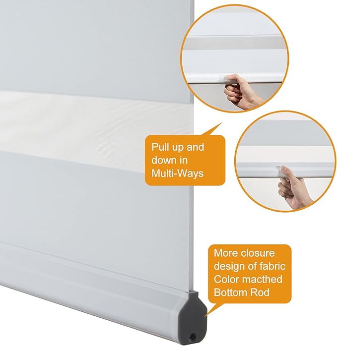 Persilux Cordless Zebra Blinds for Windows Free-Stop Dual Layer Roller Windows - Image 3