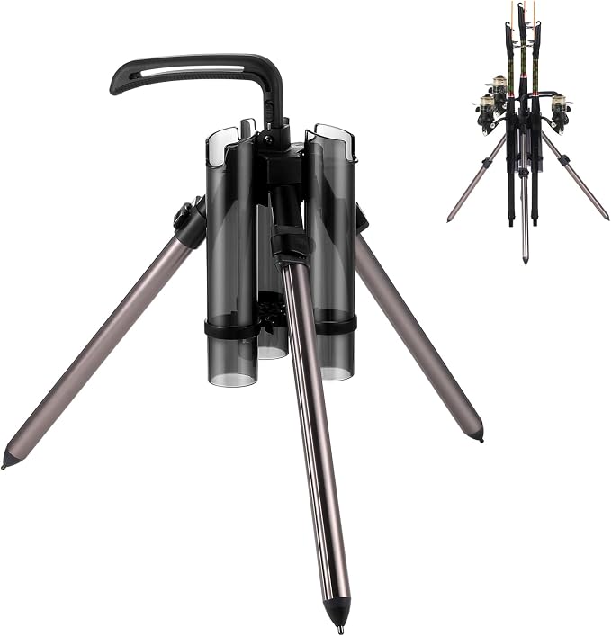Gisafai Fishing Rod Carrier Foldable Pole Holder Stand 3 Rod Portable Surf by Gisafai