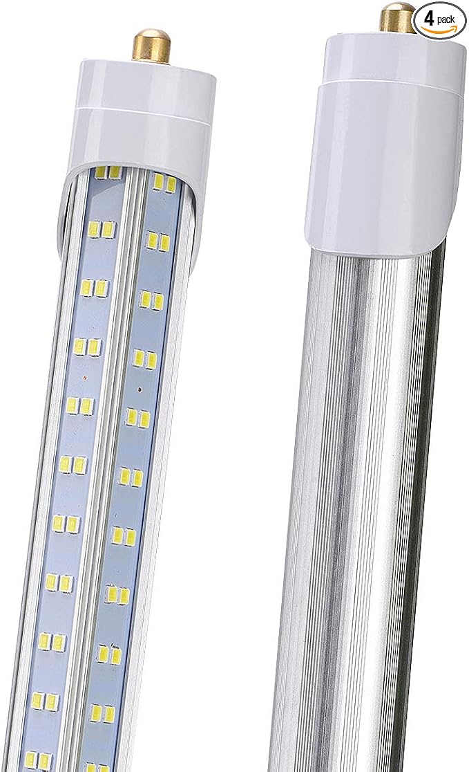 4 Pack, 120W 8ft Led Bulbs, 19500lm 6000k 8' Led Bulb, V Shaped Clear Cover T8 by DOUYIDOUBEST-LEDLIGHTING