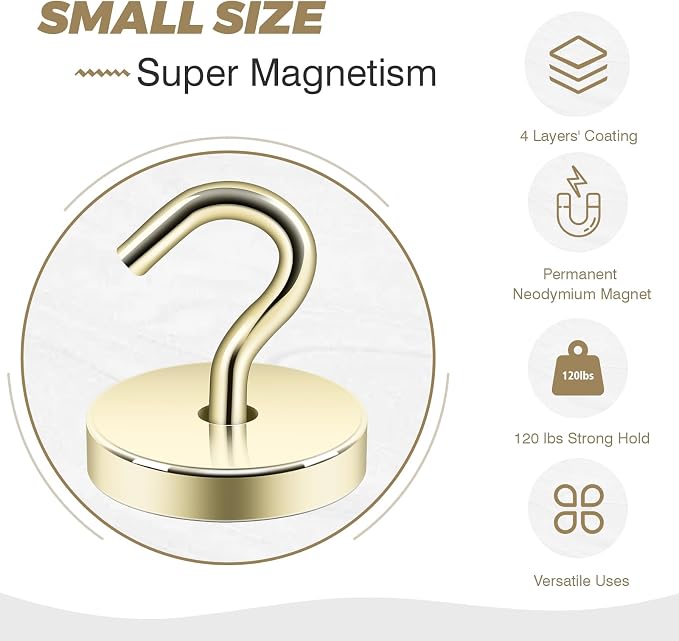 Neosmuk Magnetic Hooks, Cruise Ship Essentials, 120lb+ Heavy Duty Magnetic Hooks - Image 4