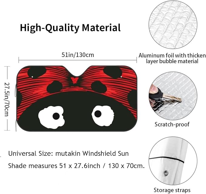 Cute Coccinellidae Car Sun Shade Windshield Sunshade Foldable Front Window - Image 2