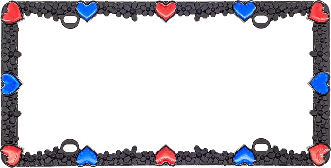 Creathome 3D Daisy Heart License Plate Frame from Pure Zinc Alloy Metal Perfect - Image 3