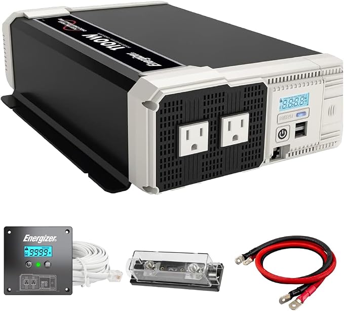Energizer 1100 Watt 12V to 110v Pure Sine Wave Inverter Dual AC Outlets & USB by Energizer