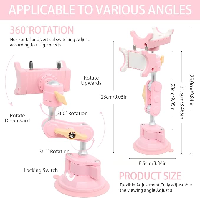Suction Cup Phone Mount 360 Rotating Universal Ball Head Arm - Image 6
