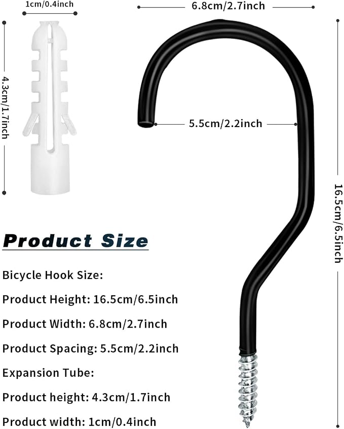 Bike Hooks Heavry Duty 12 Pack, Bicycle Storage Hanger Screw in Ceiling Hooks - Image 2