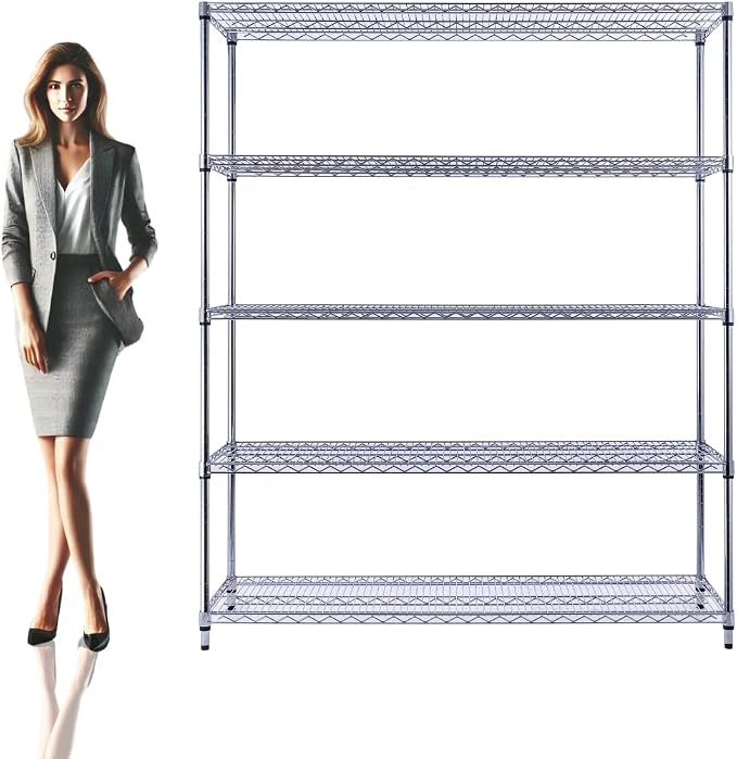 60"x18"x72" Chrome 5-Tier PREMIUM Wire Shelving NSF 4000 LBS MAX CAPACITY Heavy by UtilityBasics