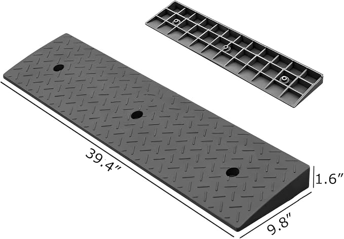 2 Pack 1.6'' Rise Rubber Curb Ramp Heavy Duty Loading Rubber Curb Ramps 3 Tons - Image 2