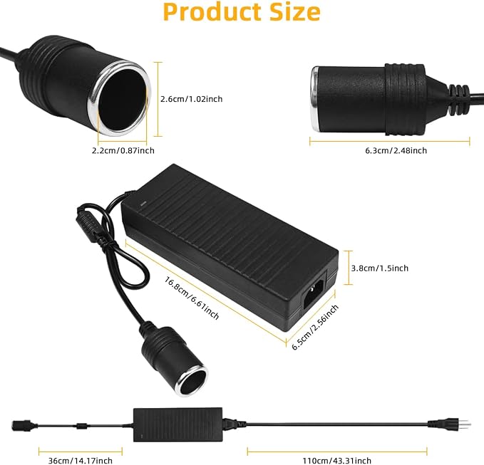 180W AC to DC Converter, 100V ~ 240V to 12V 15A Car Cigarette Lighter Socket - Image 2