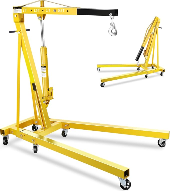 2-Ton Folding Engine Hoist, Hydraulic Shop Crane by GarveeTech