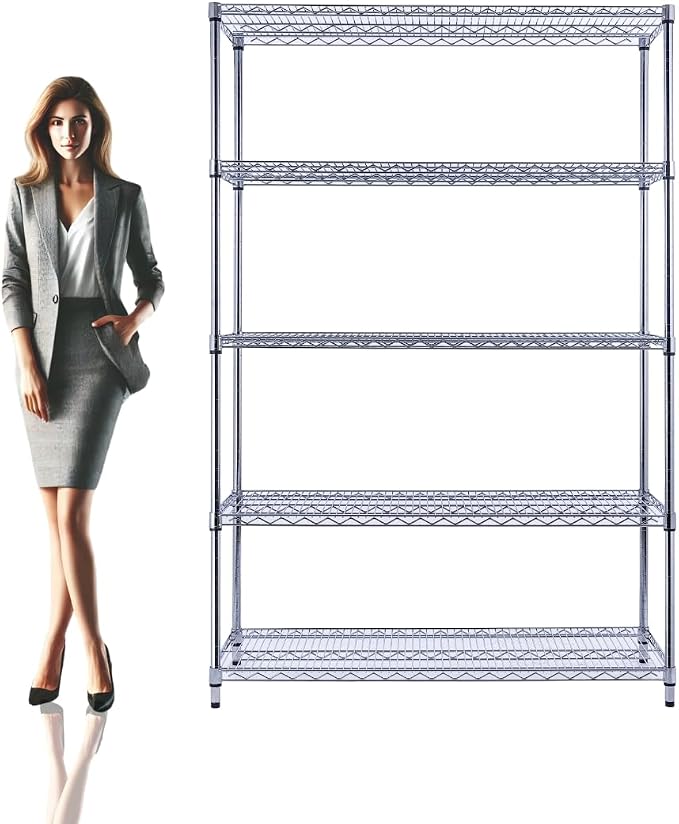 48"x18"x72" Chrome 5-Tier PREMIUM Wire Shelving NSF 4000 LBS MAX CAPACITY Heavy by UtilityBasics