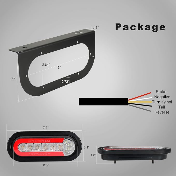 Agrieyes Trailer Lights with Bracket, Oval LED Trailer Lights with Sequential - Image 6