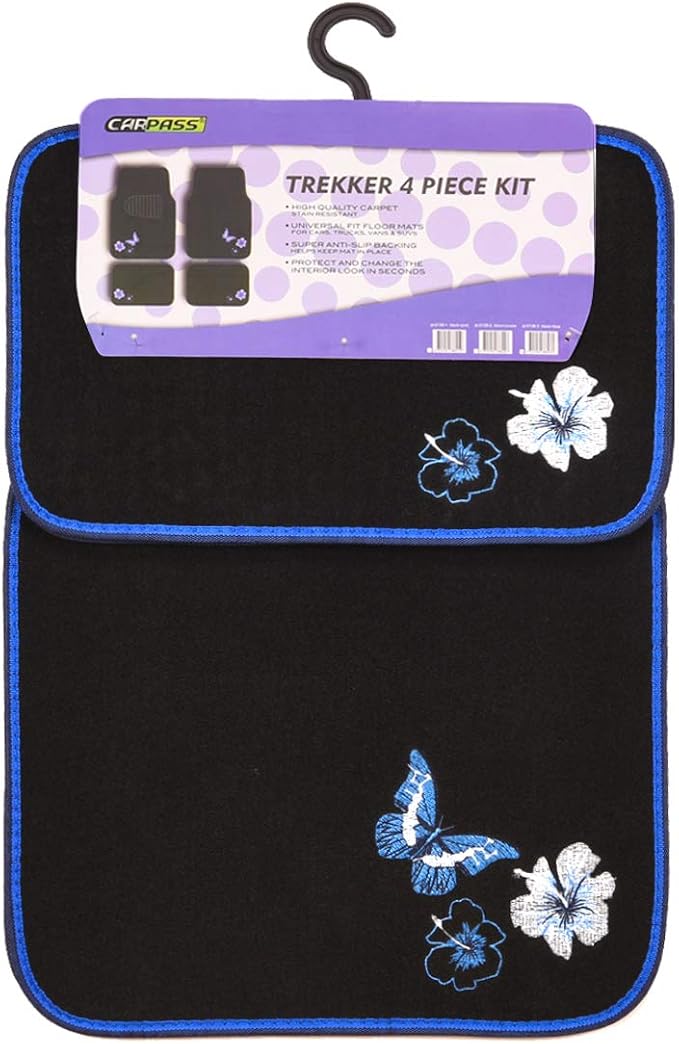CAR PASS Universal Fit Embroidery Butterfly and Flower Car Floor Mats, - Image 9