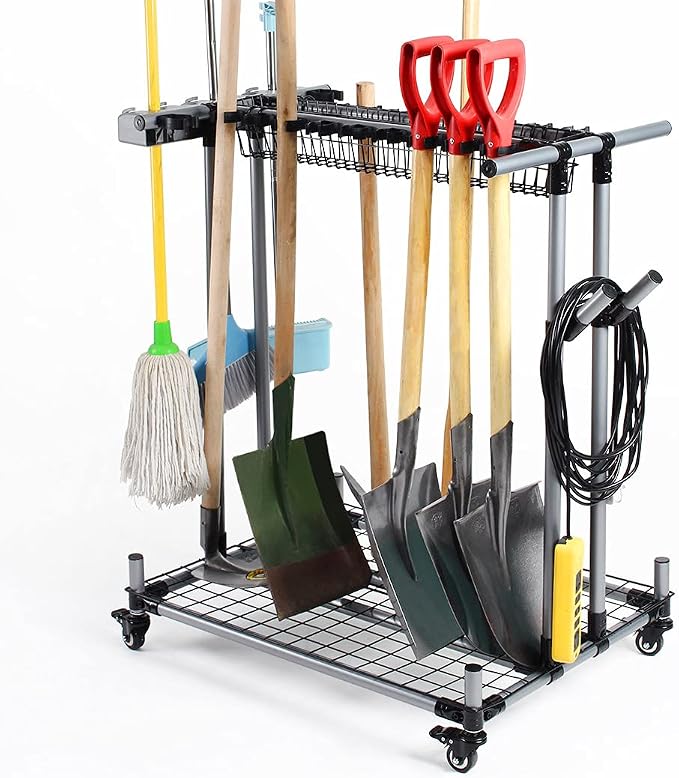 Mobile garden tool organizer metal Garage Storage Holder storage large long by QTJH