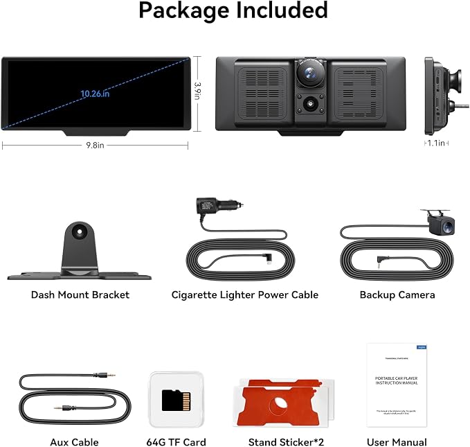 10.26" Carplay Screen for Car, Portable Car Play Screen - Image 8